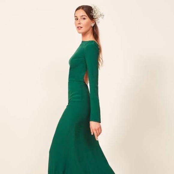 Reformation Artemis Emerald Green Backless Dress Size 2 - Picture 3 of 10